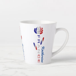 Caneca De Café Latte Bandeira francesa Rosa Personalizada Pequena