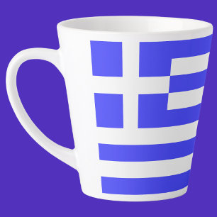 Caneca De Café Latte Bandeira Grega Total