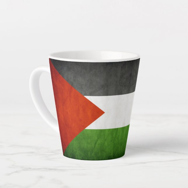 Caneca De Café Latte Bandeira Grunge Palestina Destressada (Ângulo esquerdo)