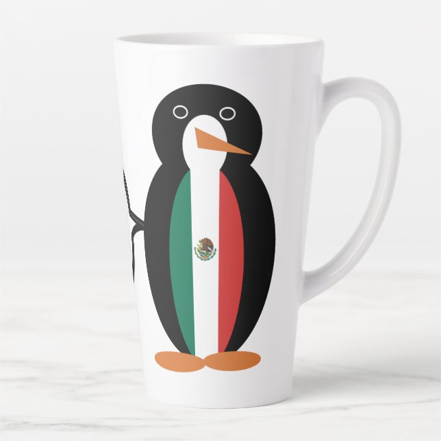Caneca De Café Latte Bandeira mexicana falando Srta. Penguin Large (Direita)