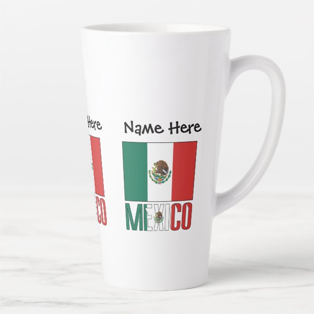 Caneca De Café Latte Bandeira mexicana Personalizada (Direita)