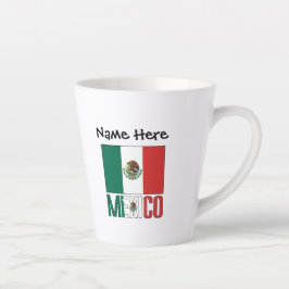 Caneca De Café Latte Bandeira mexicana Personalizada
