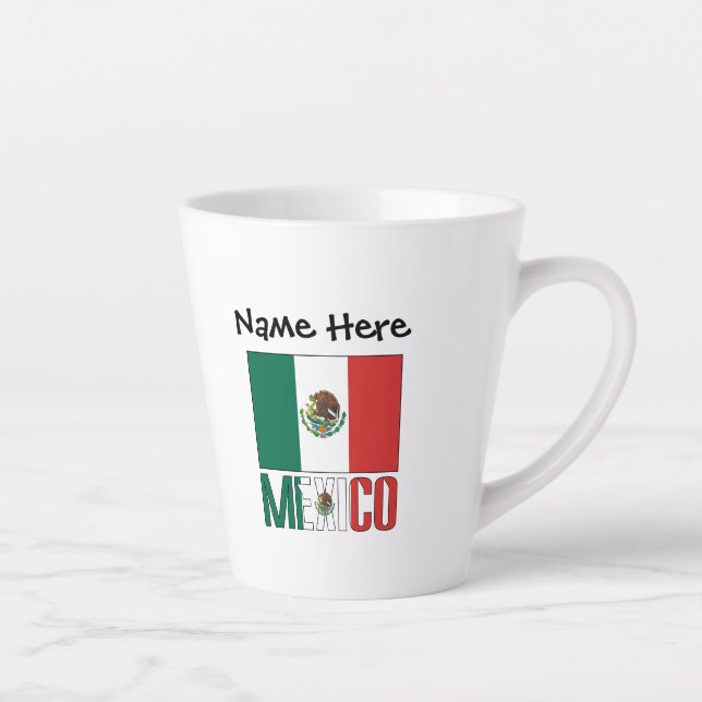 Caneca De Café Latte Bandeira mexicana Personalizada (Direita)