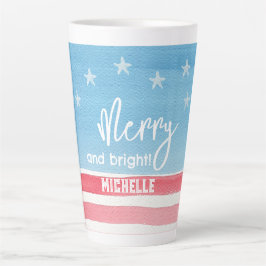 Caneca De Café Latte Bandeira moderna patriótica em aquarela