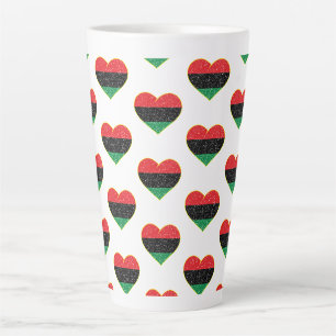 Caneca De Café Latte bandeira pan-africana coração história negra afro-