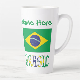 Caneca De Café Latte Bandeira Personalizada Brasil Pequena