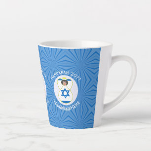 Caneca De Café Latte Bandeira Personalizada Pequena de Hanukkah do Anjo