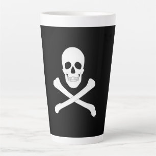 Caneca De Café Latte Bandeira Pirata (Caveira e Cruzamentos) (Jolly Rog