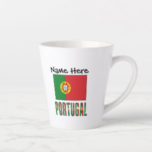 Caneca De Café Latte Bandeira Portuguesa Portugal Nome Personalizado