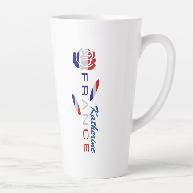 Caneca De Café Latte Bandeira Rosa Francesa Personalizada  (Direita)