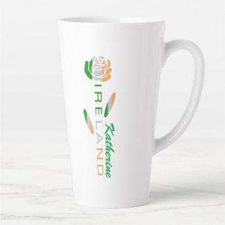 Caneca De Café Latte Bandeira Rosa Irlandesa Nome Personalizado 