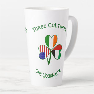 Caneca De Café Latte Bandeiras UAE Irlandesa EUA Trevo Personalizadas