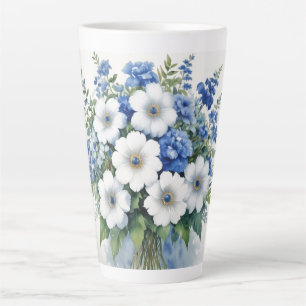 Caneca De Café Latte Bando de Flores de Aquarela Elegante