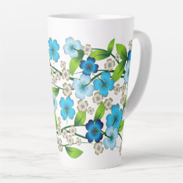 Caneca De Café Latte Banheira de Flor Azul