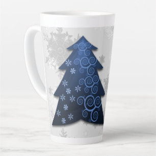 Caneca De Café Latte Banheira de Natal Festiva e Azul