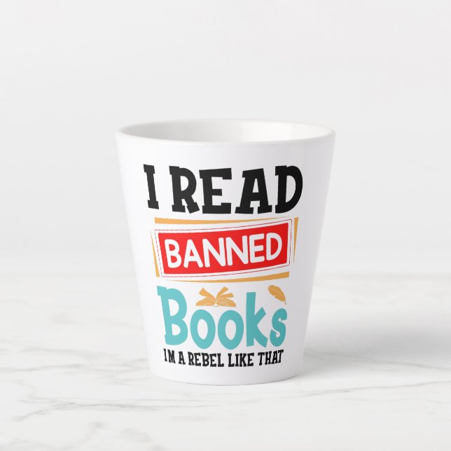 Caneca De Café Latte Banned Books Awareness Literacy Rebel (Frente)