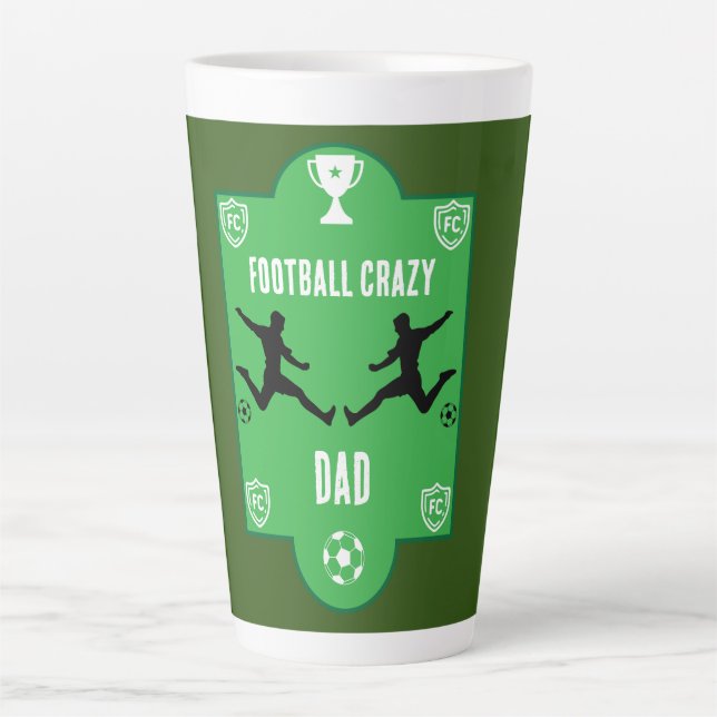 Caneca De Café Latte Banner de aniversário de futebol (Frente)
