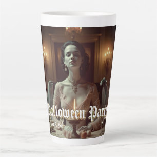 Caneca De Café Latte Banquete de Halloween Gótico à Luz de Velas