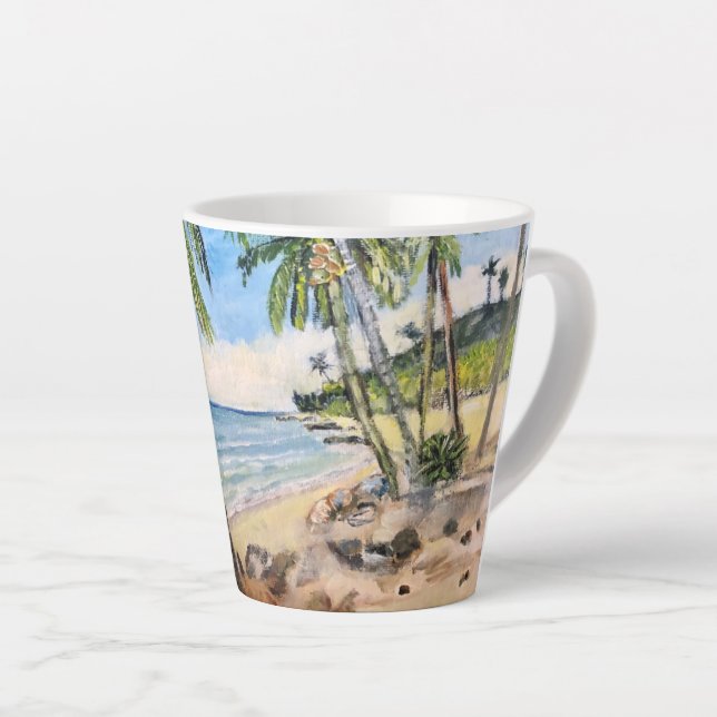 Caneca De Café Latte Barbados Beach, Latte Mug (Ângulo direito)
