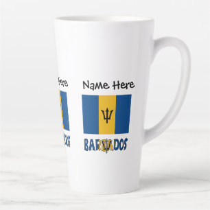 Caneca De Café Latte Barbados e Bandeira Barbadiana Personalizada Grand