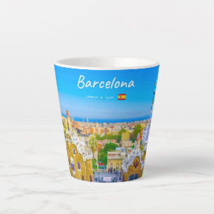 Caneca De Café Latte Barcelona, Espanha - Parque Guell Pequeno Mosaico