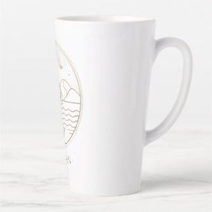 Caneca De Café Latte Barco à Vela de Assuã Minimalista em Linha Arte -