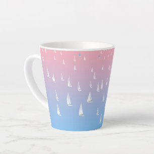 Caneca De Café Latte Barcos a vela em corridas no mar aberto