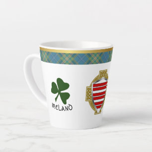 Caneca De Café Latte Barry Irish Shield & Tartan Personalizado