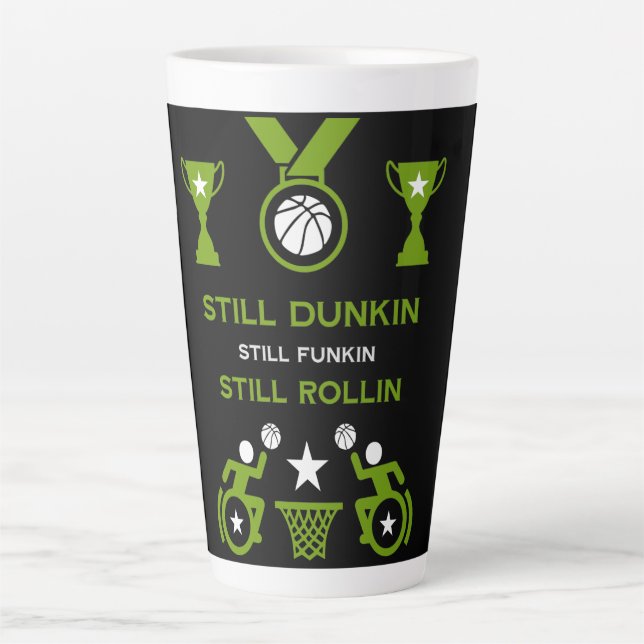 Caneca De Café Latte Basquete adaptável desativado (Frente)