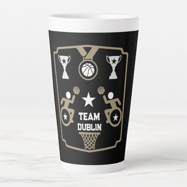 Caneca De Café Latte Basquete adaptável desativado (Frente)