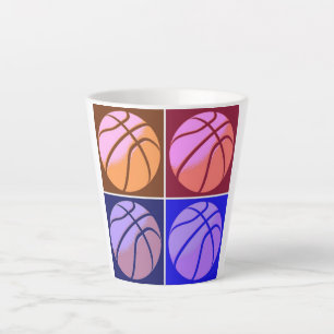 Caneca De Café Latte Basquete de pop