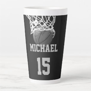 Caneca De Café Latte Basquete Seu Nome