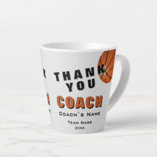 Caneca De Café Latte Basquetebol Bola Obrigado Treinador