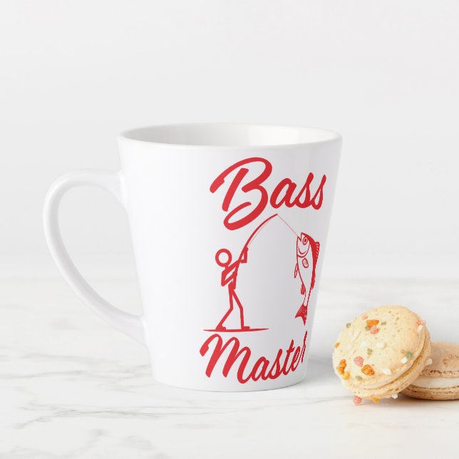 Caneca De Café Latte Bass Master Stick Man illustration, personalize (In Situ)