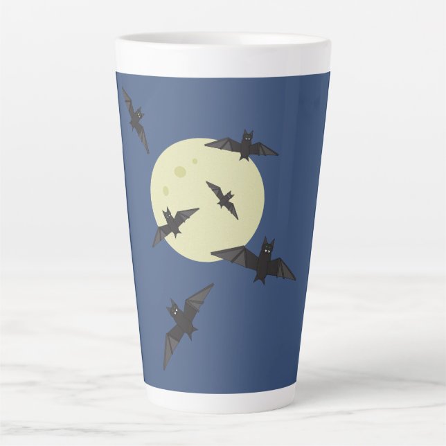 Caneca De Café Latte Bat voando na lua (Frente)