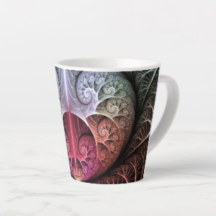 Caneca De Café Latte Batimento cardíaco, Arte fractal abstrata surreal 