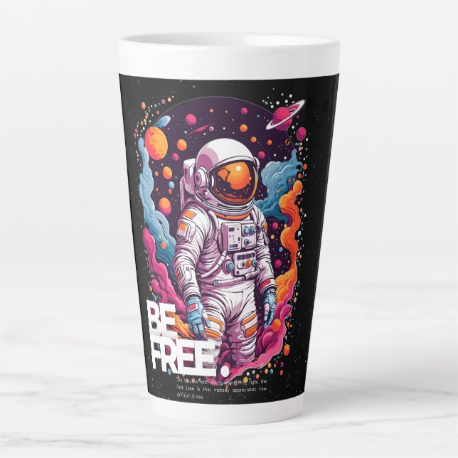 Caneca De Café Latte BE FREE Astronauta design (Frente)