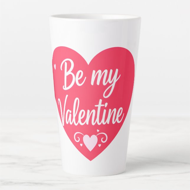 Caneca De Café Latte Be my Valentine Heart (Frente)