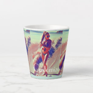 Caneca De Café Latte Beach Girl Thunder_Cove