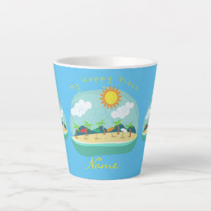 Caneca De Café Latte Beach Happy Place Thunder_Cove