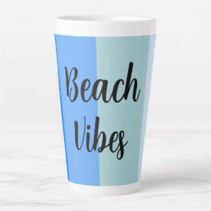 Caneca De Café Latte Beach Vibes, Blue Stripes