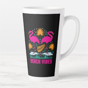 Caneca De Café Latte Beach Vibes Pink Flamingos-19501