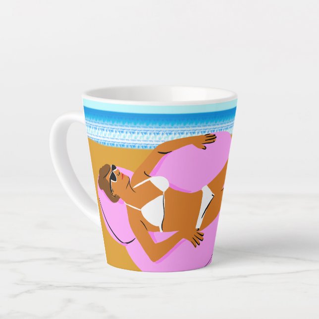 Caneca De Café Latte Beachy Keen - Rosa (Ângulo esquerdo)