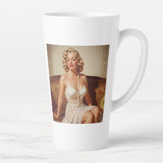 Caneca De Café Latte Beautiful blonde pin-up 50's art