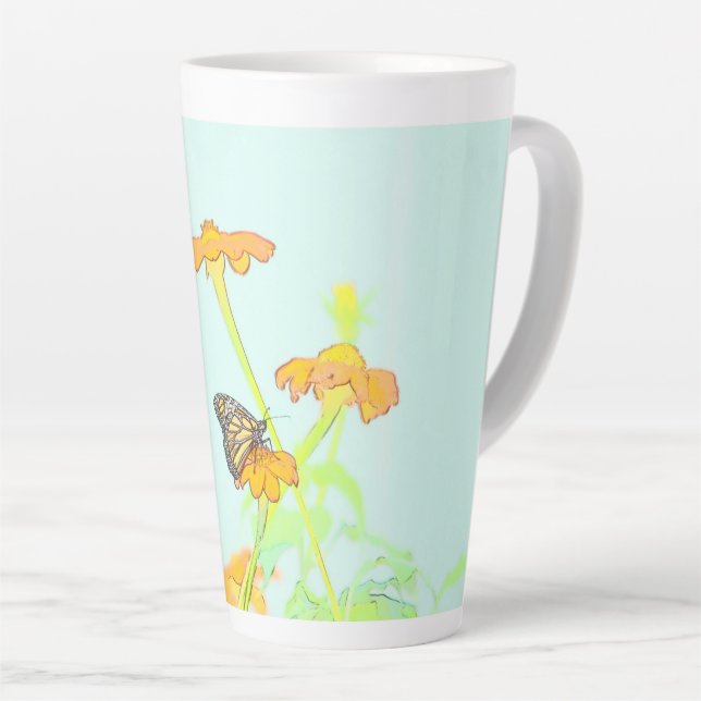 Caneca De Café Latte Beautiful Butterfly Latte Mug (Ângulo direito)
