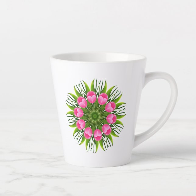 Caneca De Café Latte Beautiful Flower Mandala Design-79358 (Direita)