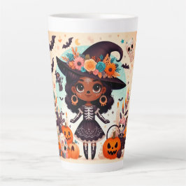 Caneca De Café Latte Beautiful little witch halloween party