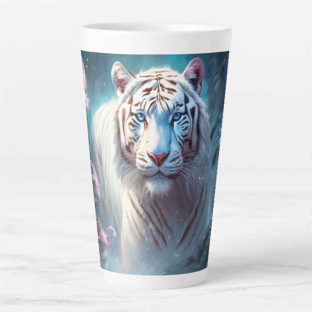 Caneca De Café Latte Beautiful White tiger (Frente)