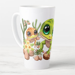 Caneca De Café Latte Bebê Geckos Personagens de desenho animados
