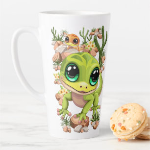 Caneca De Café Latte Bebê Geckos Personagens de desenho animados